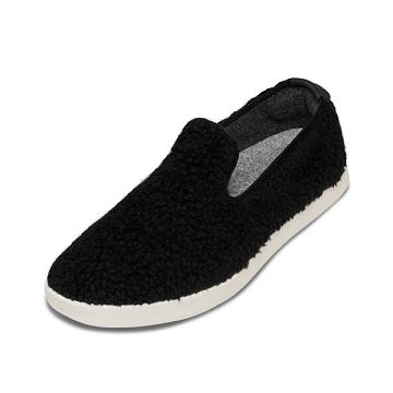 Beige / Black Men's Allbirds Wool Lounger Fluffs Slip On Shoes | IL1089QM