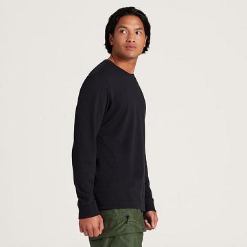 Black Men's Allbirds Allgood Cotton Long Sleeve T Shirts | IL1287AH