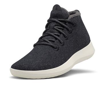 Black / White Men's Allbirds Wool Runner-up Mizzles High Tops | IL1230HA