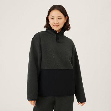 Black Women's Allbirds Fluff Fleece Pullover Hoodie | IL1777GS