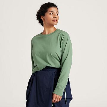 Green Women's Allbirds Allgood Cotton Long Sleeve T Shirts | IL1741NW
