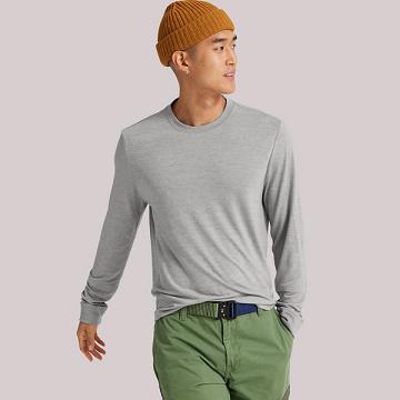 Grey Men's Allbirds Long Sleeve Sea T Shirts | IL1283GS