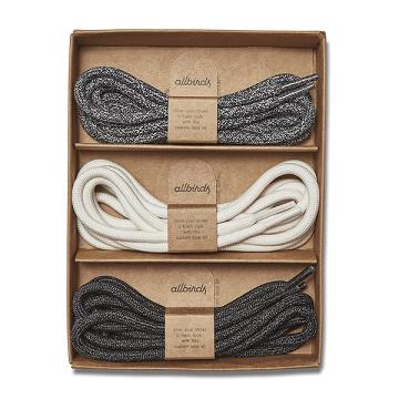 Grey / White / Black Men's Allbirds Runner Kit Laces | IL1387GS