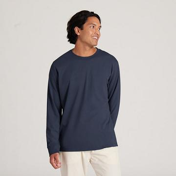 Navy Men's Allbirds Allgood Cotton Long Sleeve T Shirts | IL1290IL