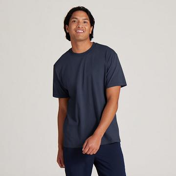 Navy Men's Allbirds Allgood Cotton T Shirts | IL1297QM