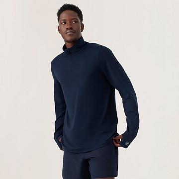 Navy Men's Allbirds Performance Quarter Zip Hoodie | IL1328CT
