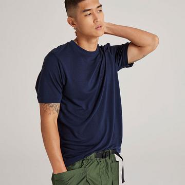 Navy Men's Allbirds Sea T Shirts | IL1286SG