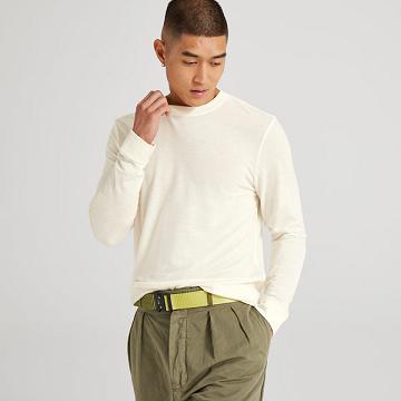 White Men's Allbirds Long Sleeve Sea T Shirts | IL1284FD