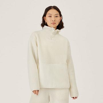 White Women's Allbirds Fluff Fleece Pullover Hoodie | IL1778FD