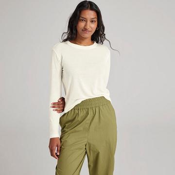 White Women's Allbirds Long Sleeve Sea T Shirts | IL1731OK